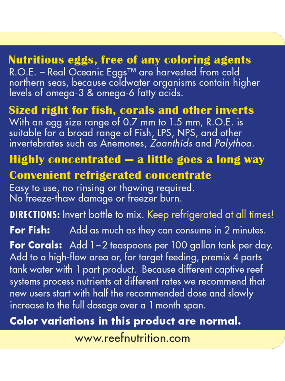 R.O.E. Refrigerated Real Oceanic Eggs - 6oz Bottle